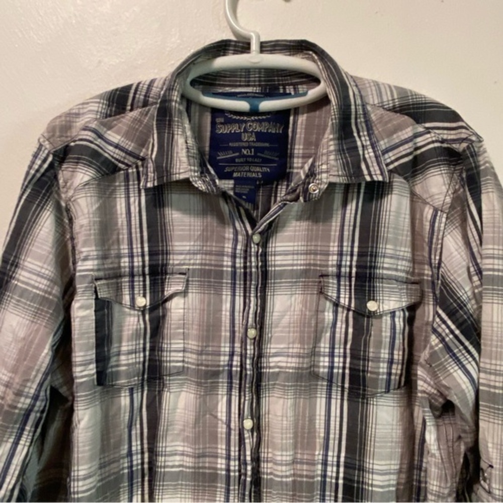 Supply‎ Company USA Shirt Mens XL Pearl Snap Down Longsleeve Western Cowboy